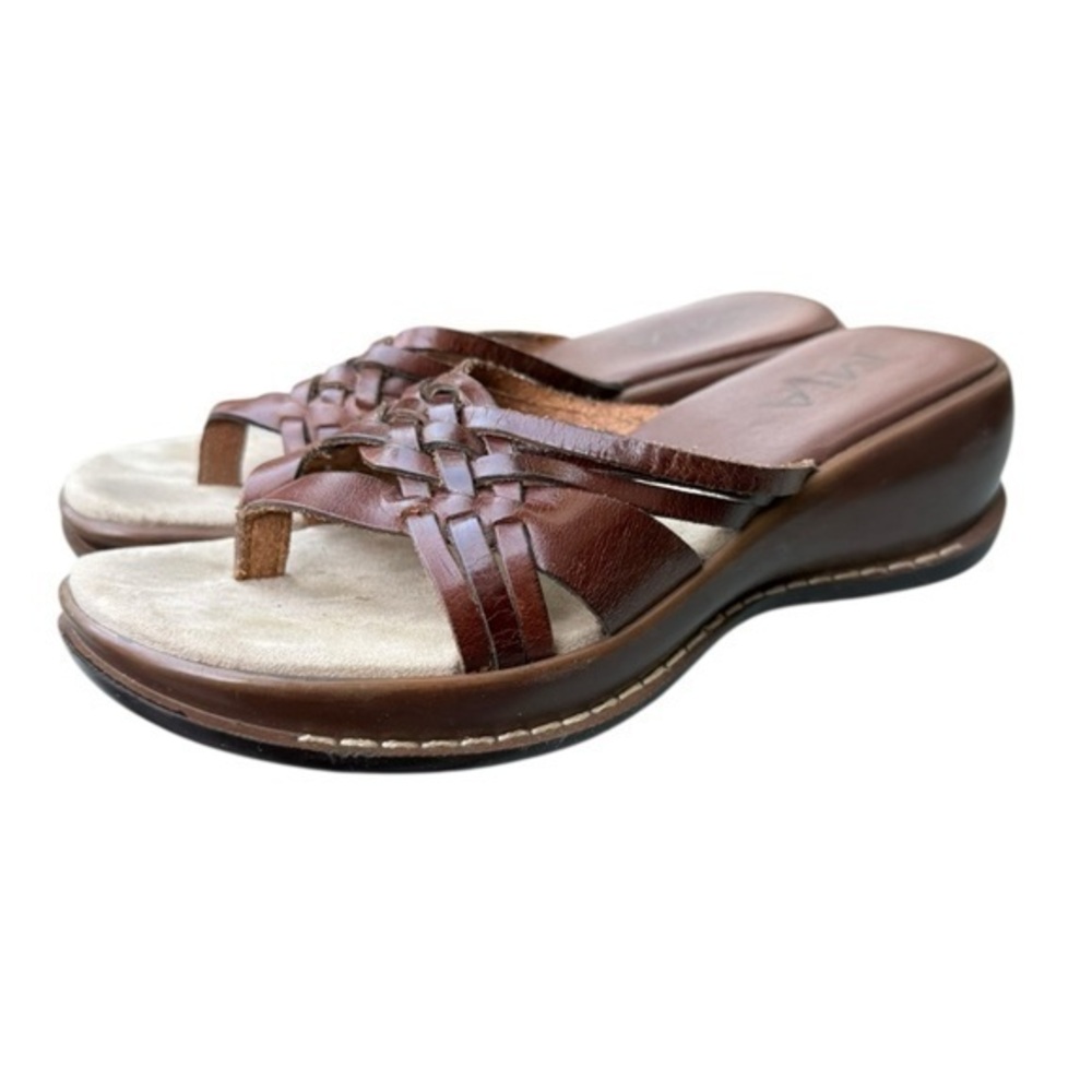 Vintage MIA Y2K Brown Leather Chunky Platform Sandals
